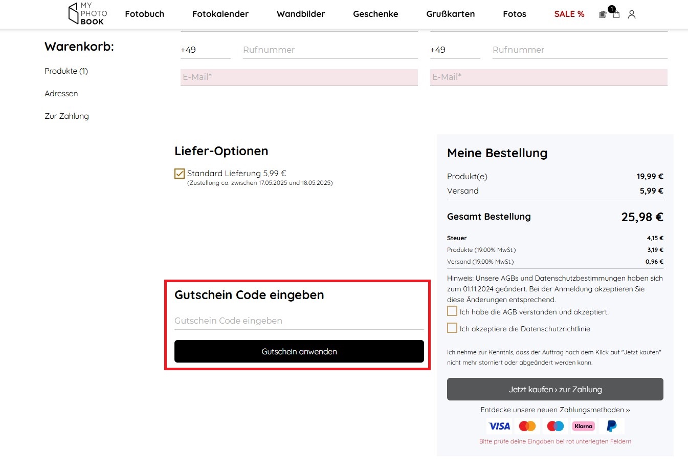 Myphotobook Gutschein Code einloesen