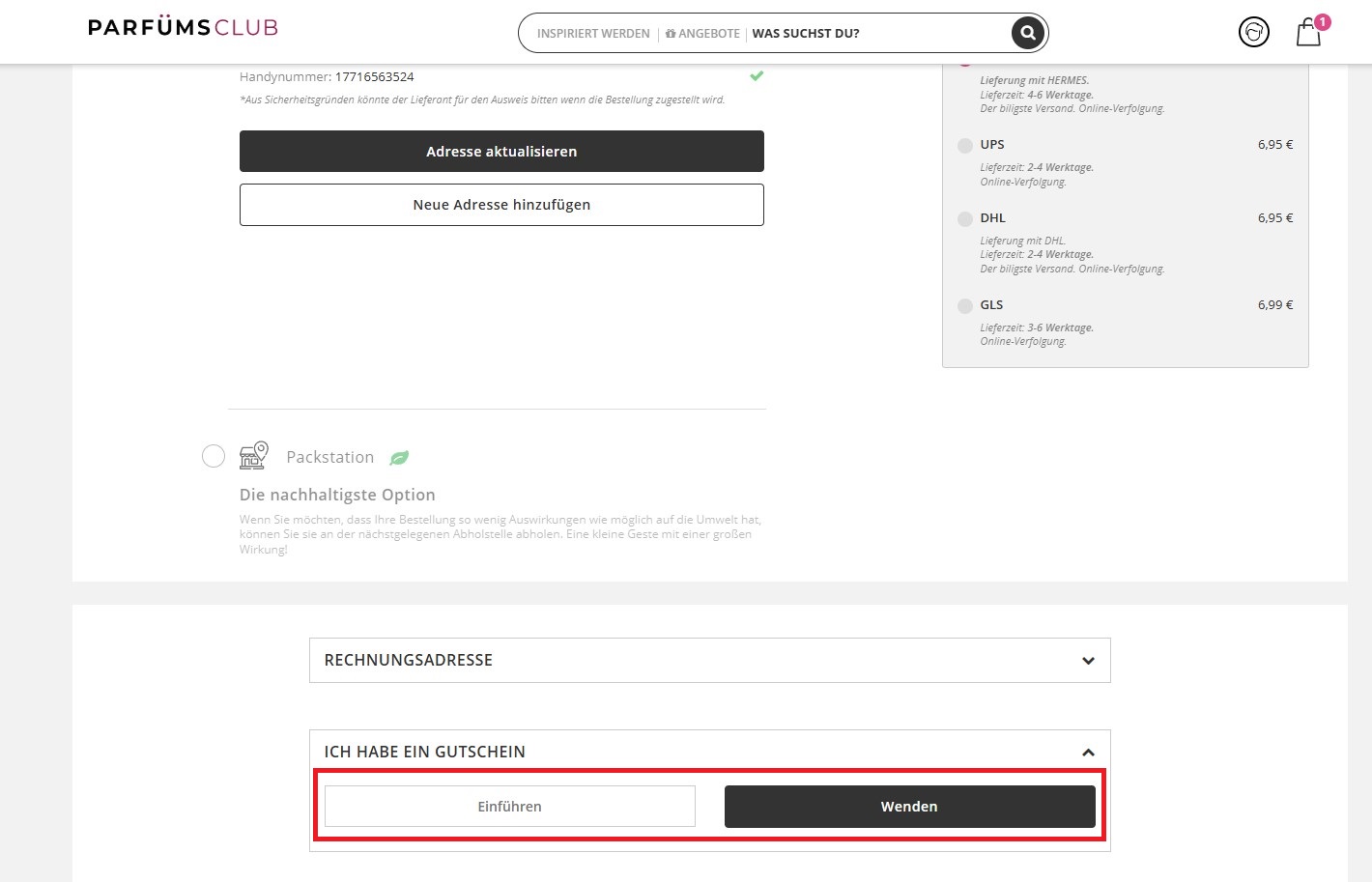Parfumsclub Gutscheincode einloesen