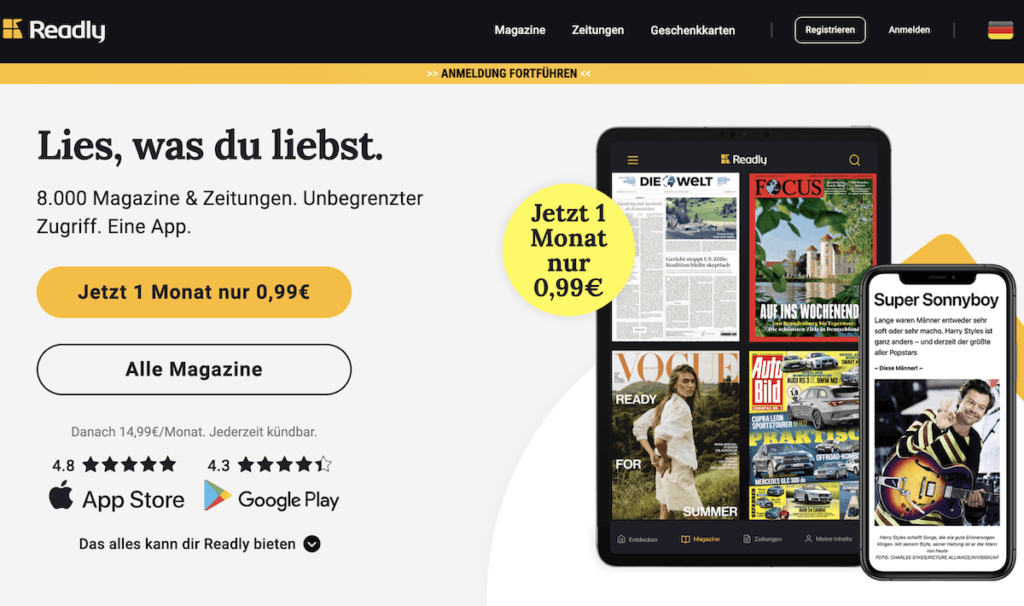 Readly Gutscheincode einloesen