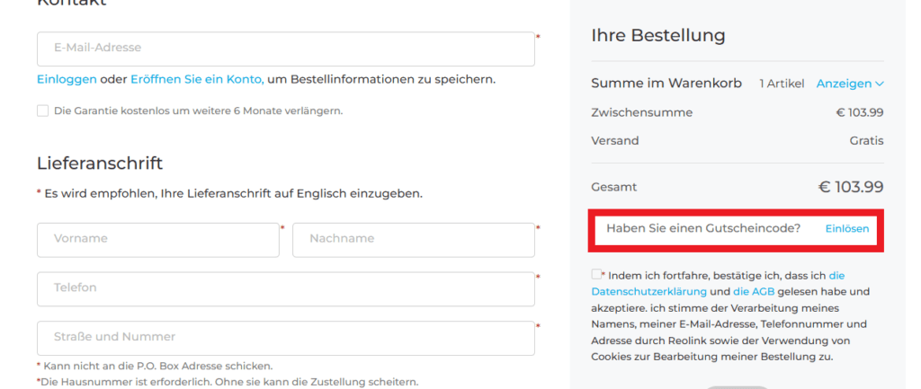 Reolink Gutschein