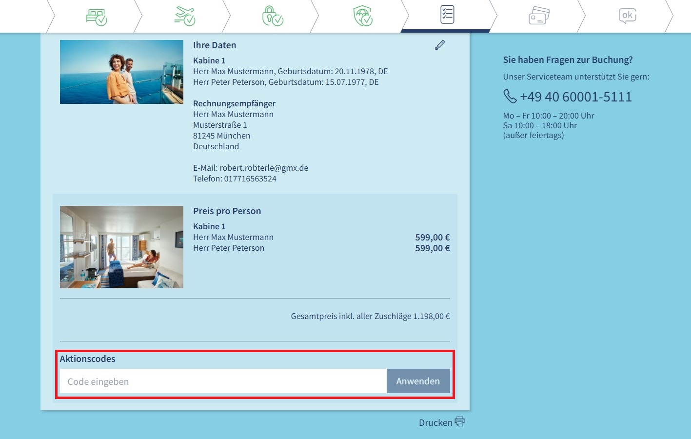 TUI Cruises Aktionscode einloesen