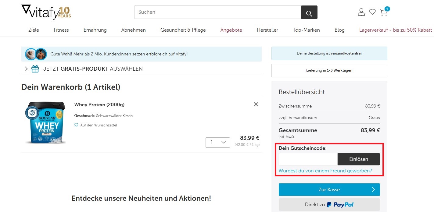 Vitafy Gutscheincode einloesen