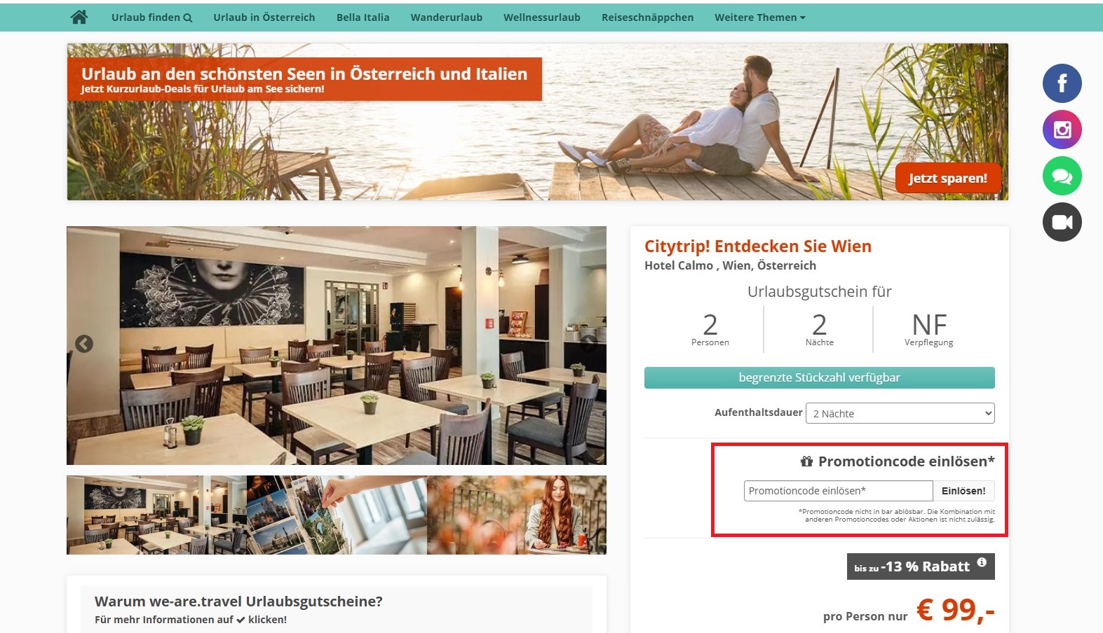 We are Travel Promotioncode einloesen