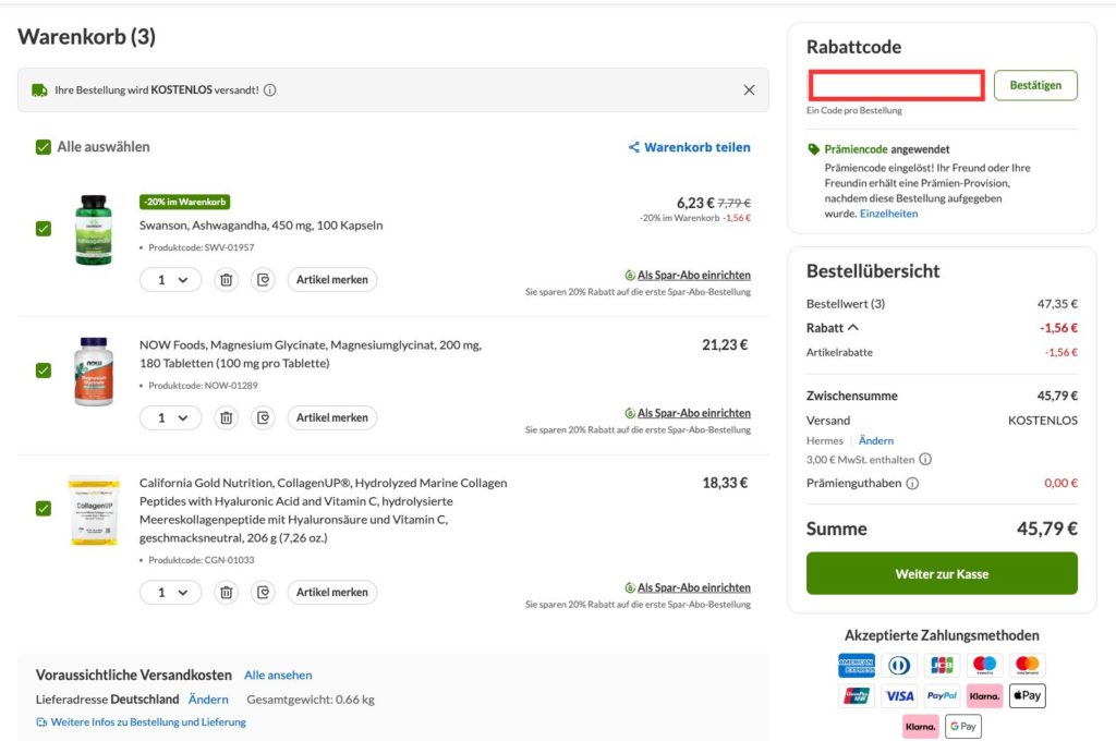 iHerb Rabattcode einloesen