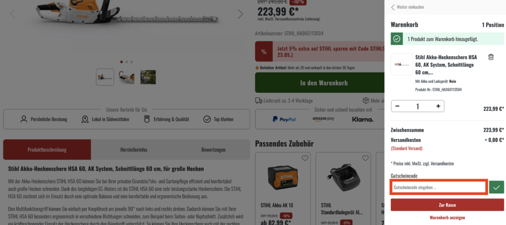 markenbaumarkt24 Gutscheincode eingeben