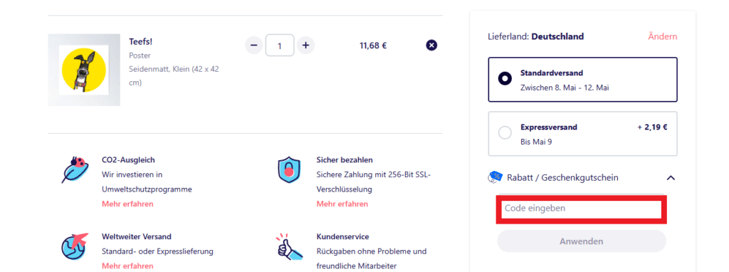 Rabatt Code Redbubble eingeben