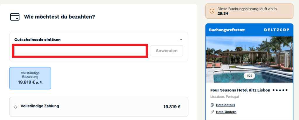 Gutscheincode weloveholidays eingeben