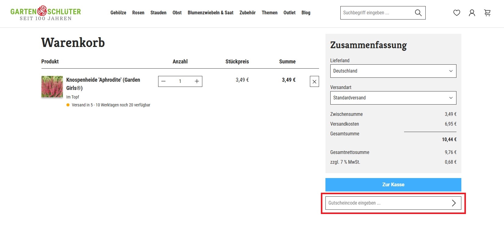 Garten Schlüter Gutscheincode einloesen