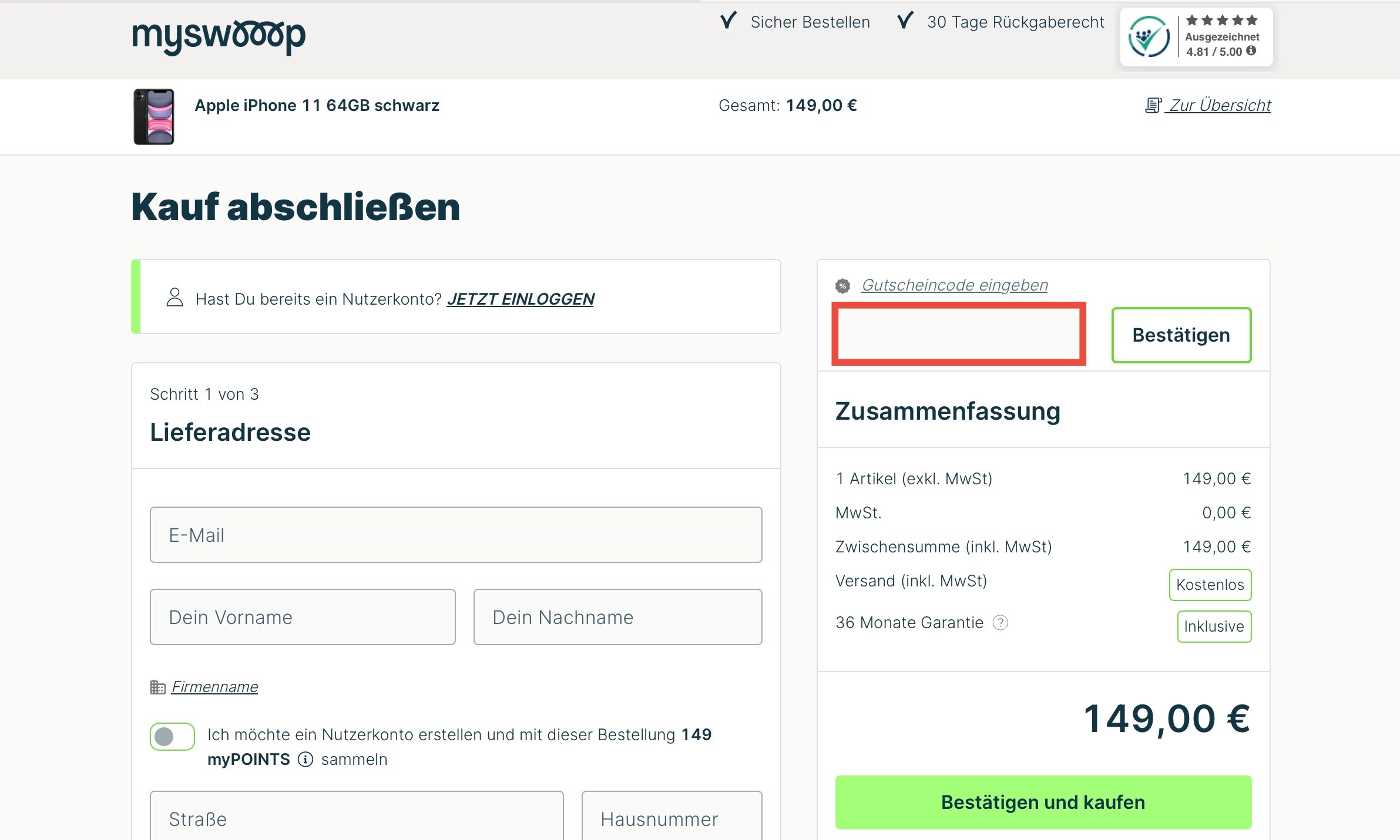 mySWOOOP Gutscheincode