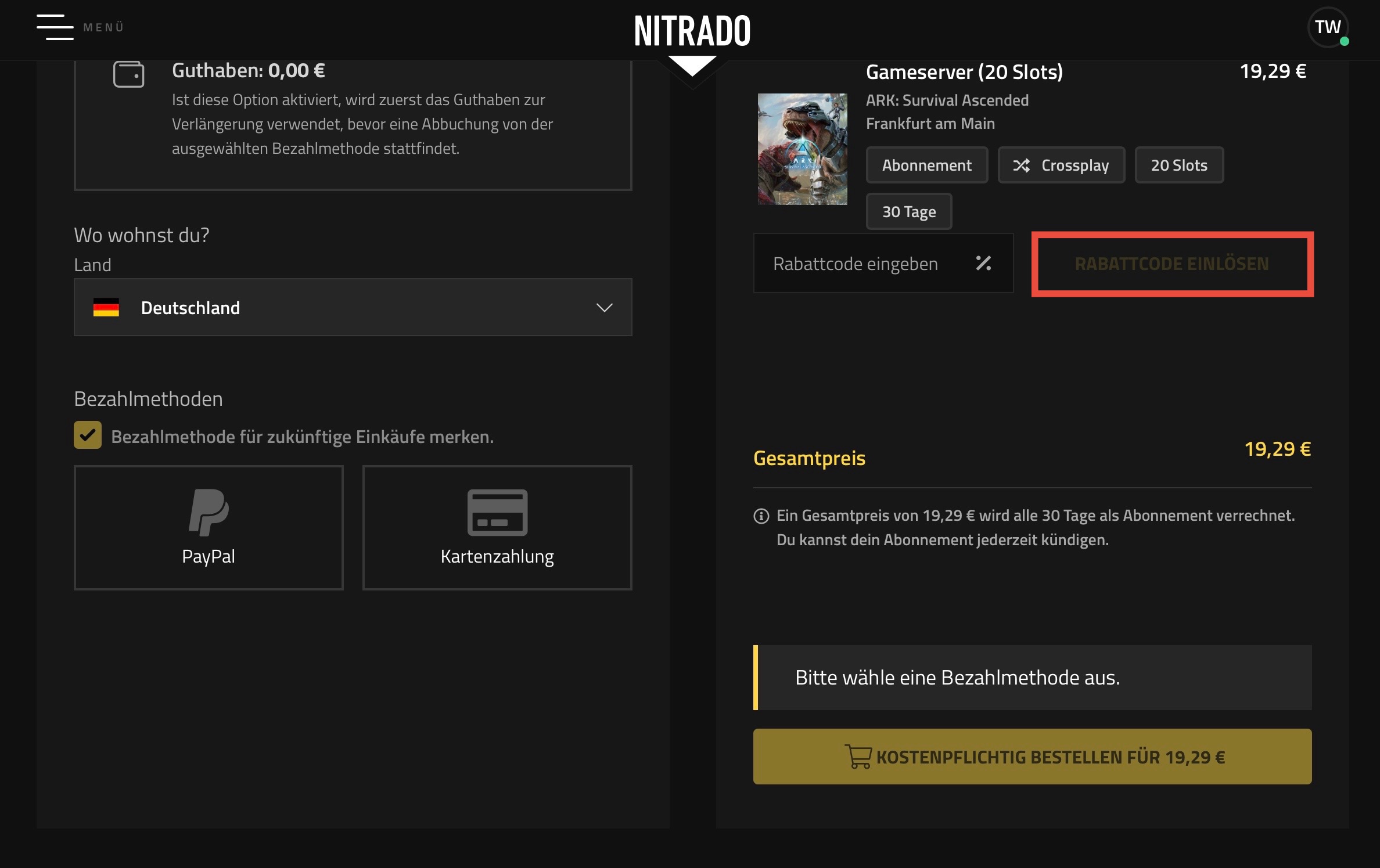 NITRADO Gutschein 4 Gutscheincodes Dez 2025