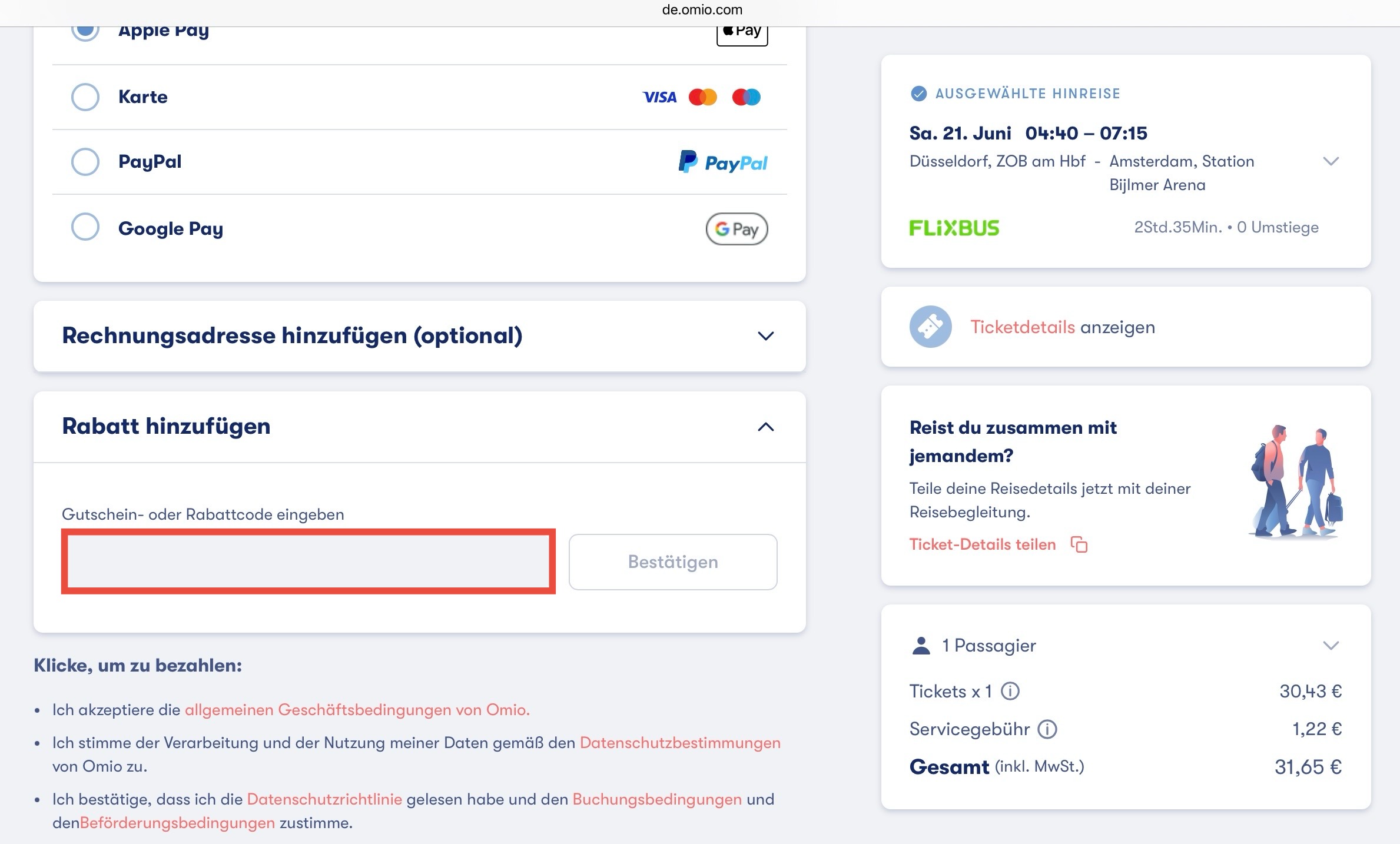 omio Gutscheincode