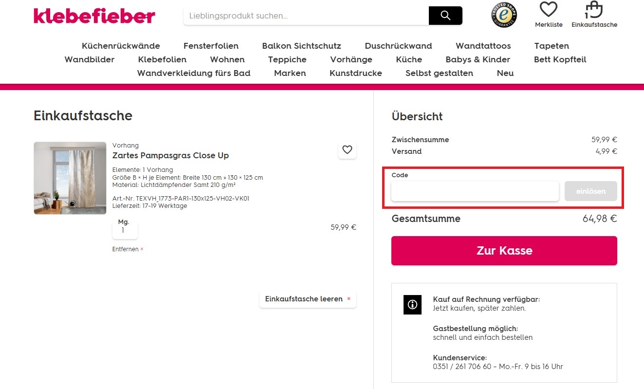 Klebefieber Code einloesen