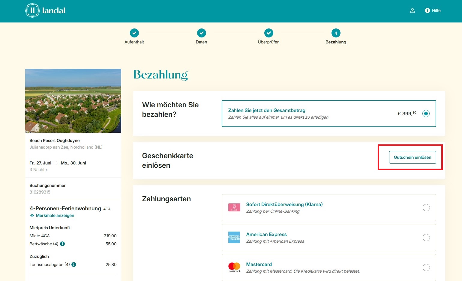 Landal GreenParks Gutscheincode einloesen