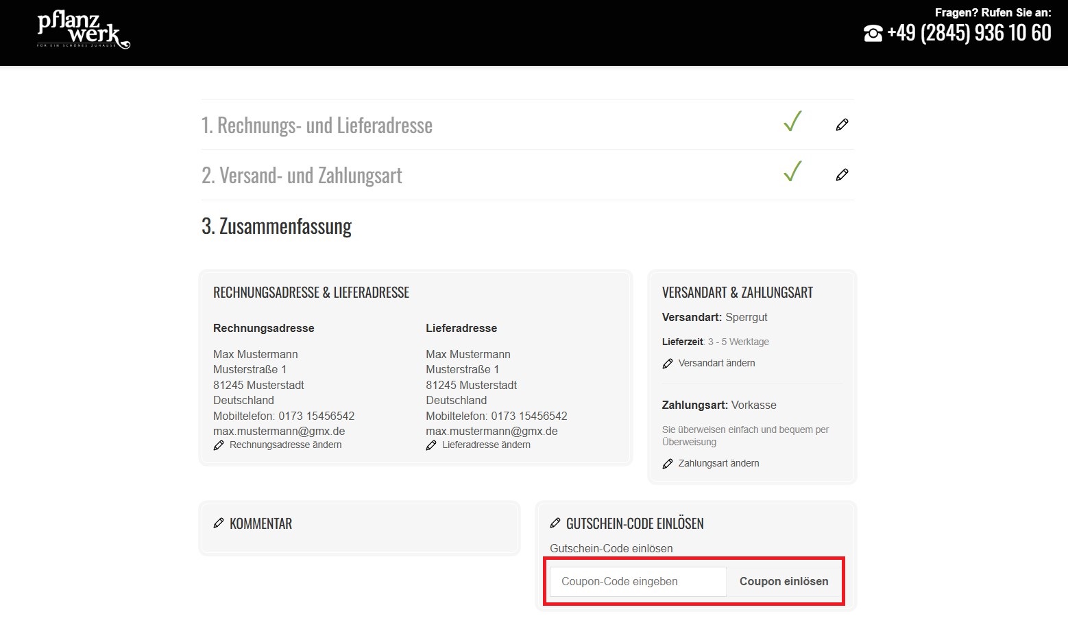 Pflanzwerk Gutschein-Code einloesen