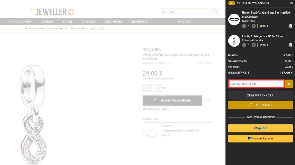 The Jeweller Gutscheincode einloesen