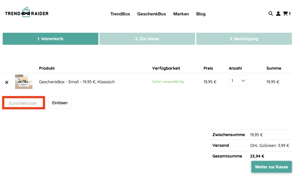 TrendRaider Gutscheincode einloesen