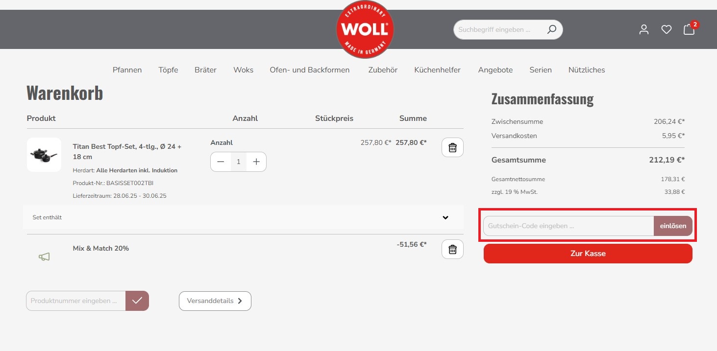 Woll Gutschein-Code einloesen