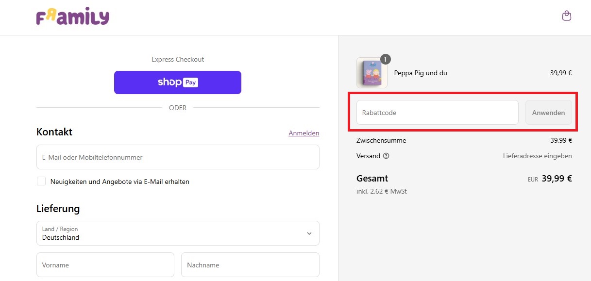 framily Rabattcode einloesen