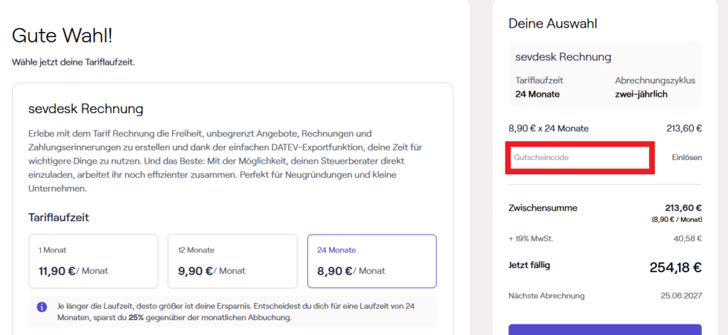 sevdesk Gutschein