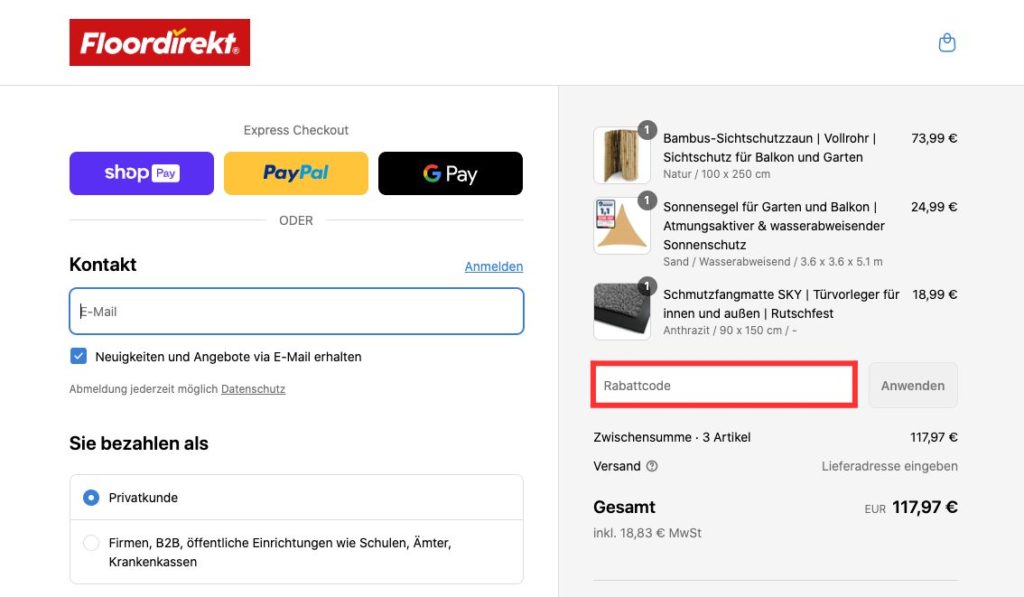 Floordirekt Rabattcode einloesen