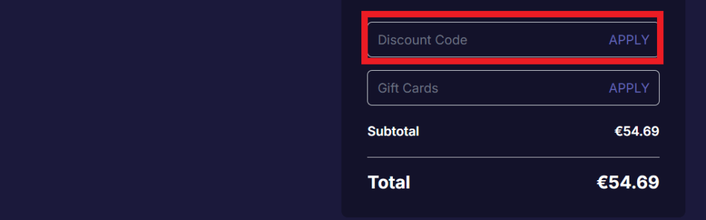 Loaded Discount Code eingeben