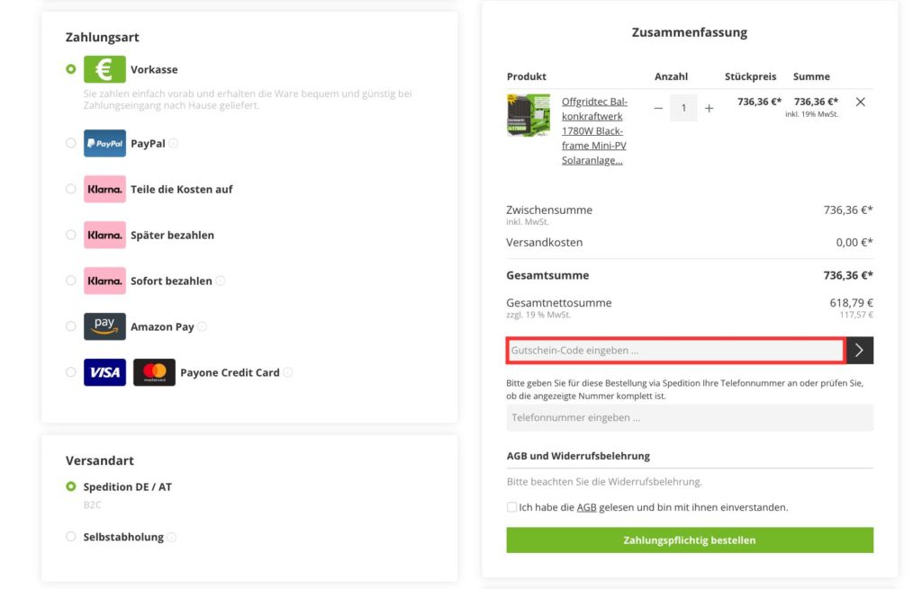 Offgridtec Gutschein-Code einloesen
