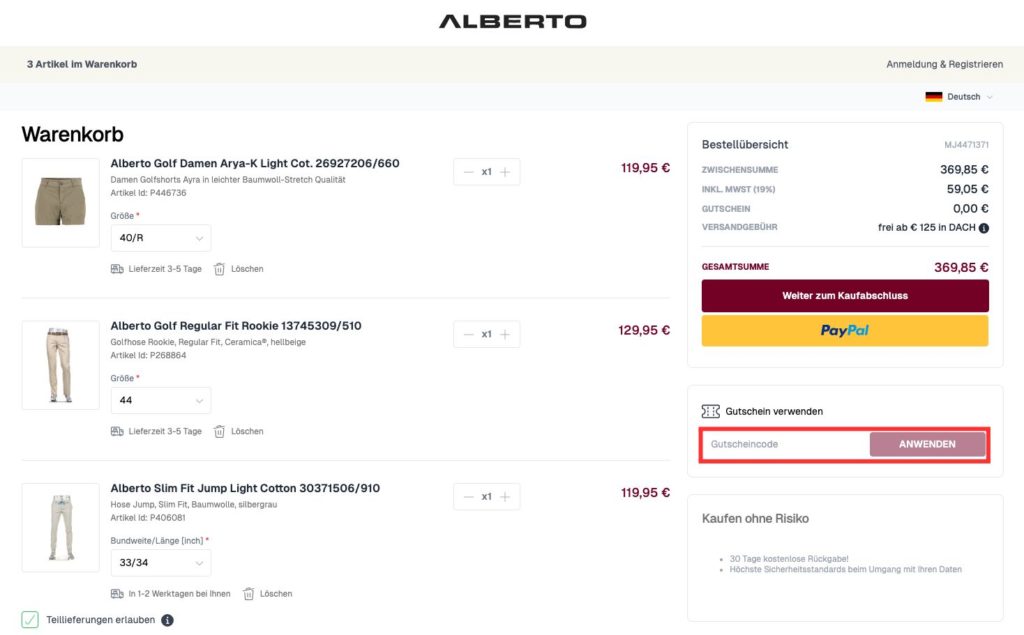 Alberto Gutscheincode einloesen