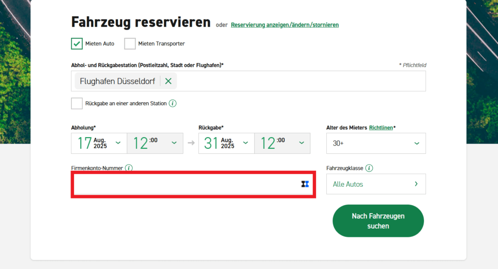 Enterprise Code eingeben