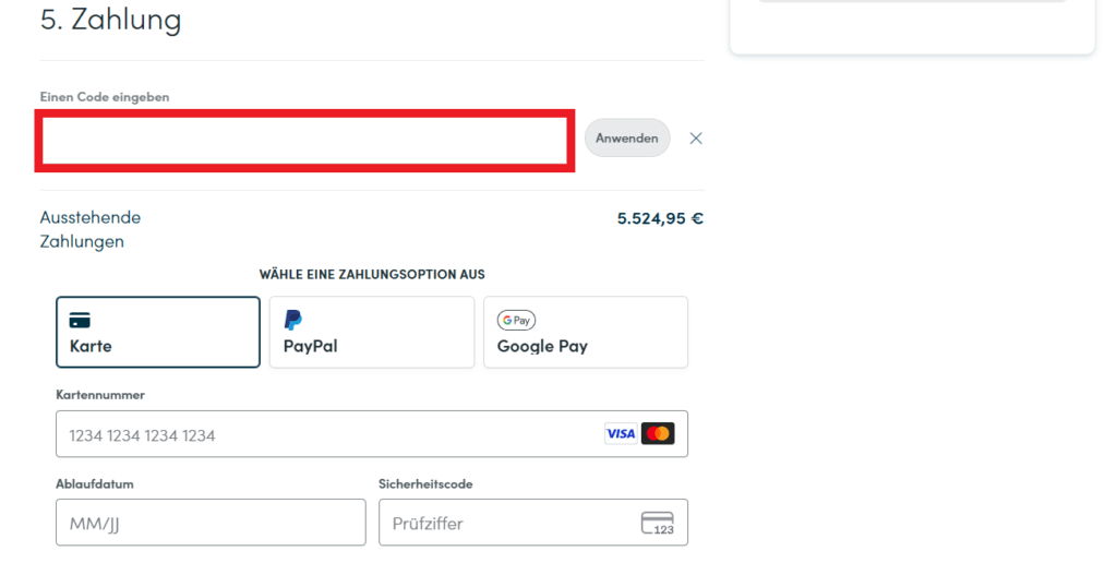 MPB Promo-Code eingeben