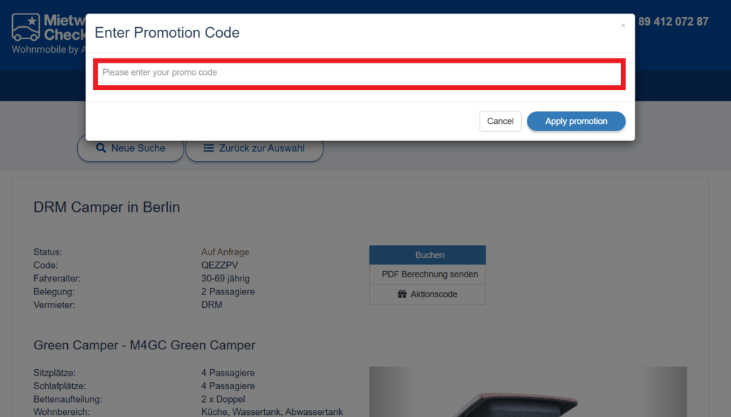 MietwagenCheck Promo-Code eingeben