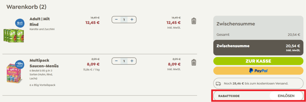 WOW.pet Rabattcode eingeben