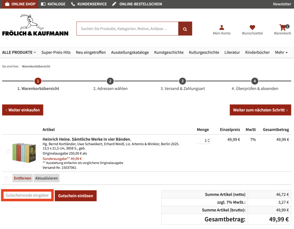 Froelich und Kaufmann Gutschein einloesen