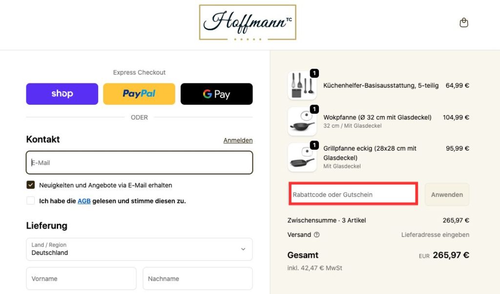 Hoffmann Rabattcode einloesen
