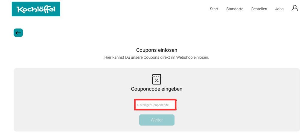 Kochloeffel Couponcode einloesen