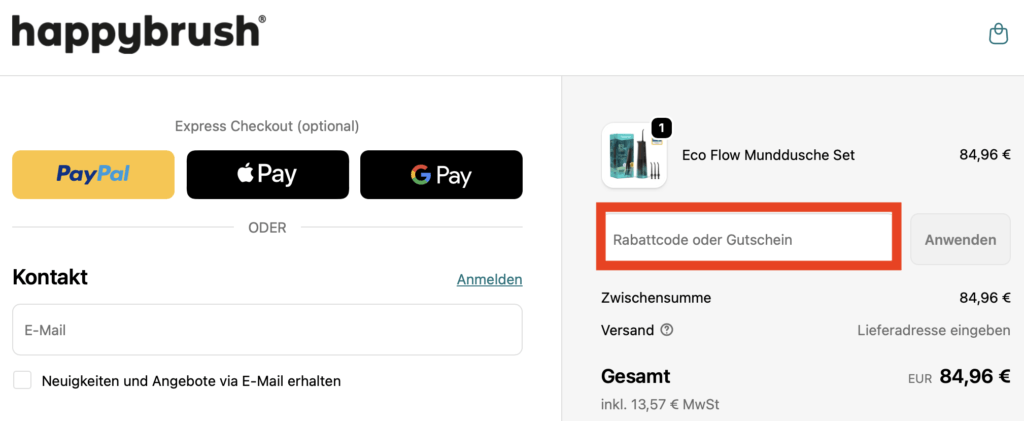 happybrush Rabattcode anwenden