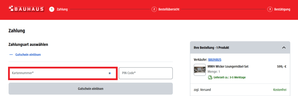 BAUHAUS Gutscheincode eingeben