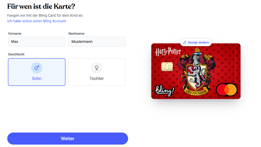 Bling Rabattcode eingeben