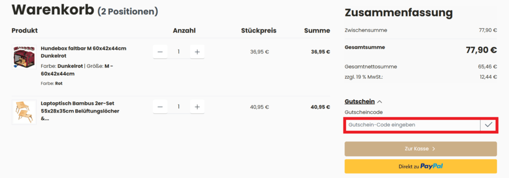 DeubaXXL Gutscheincode eingeben