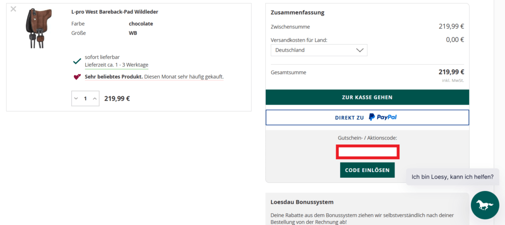 Loesdau Gutscheincode eingeben