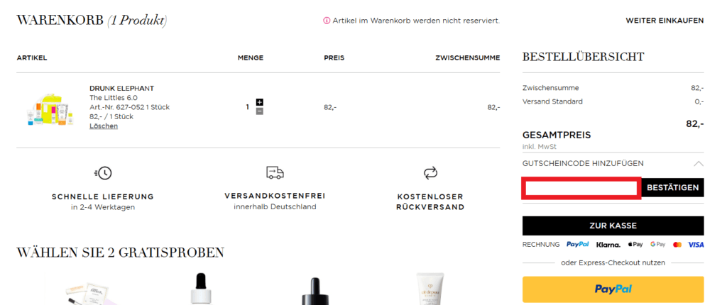 Niche Beauty Gutscheincode eingeben