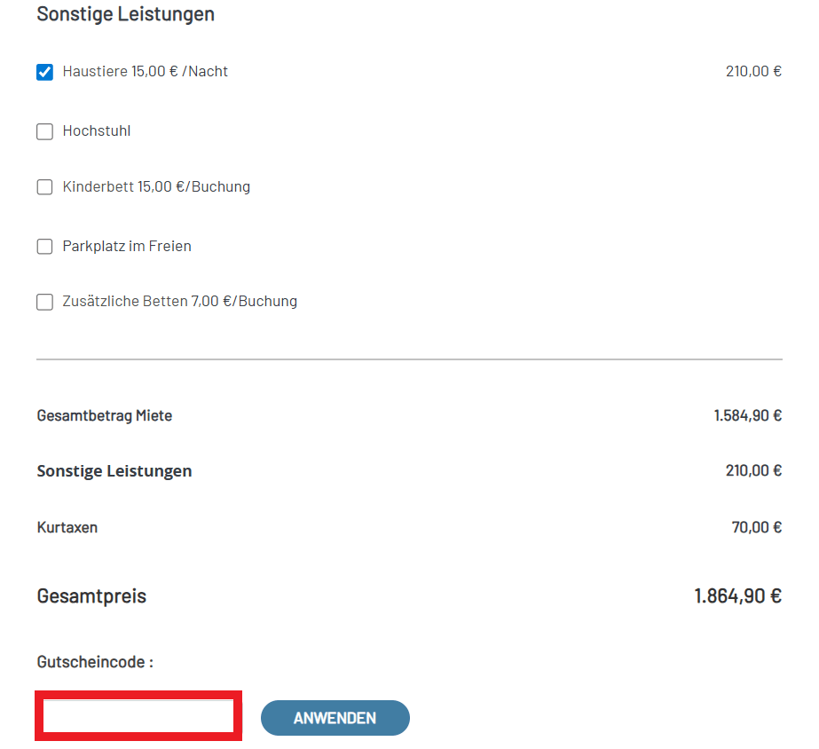 ALPS RESORTS Gutscheincode eingeben