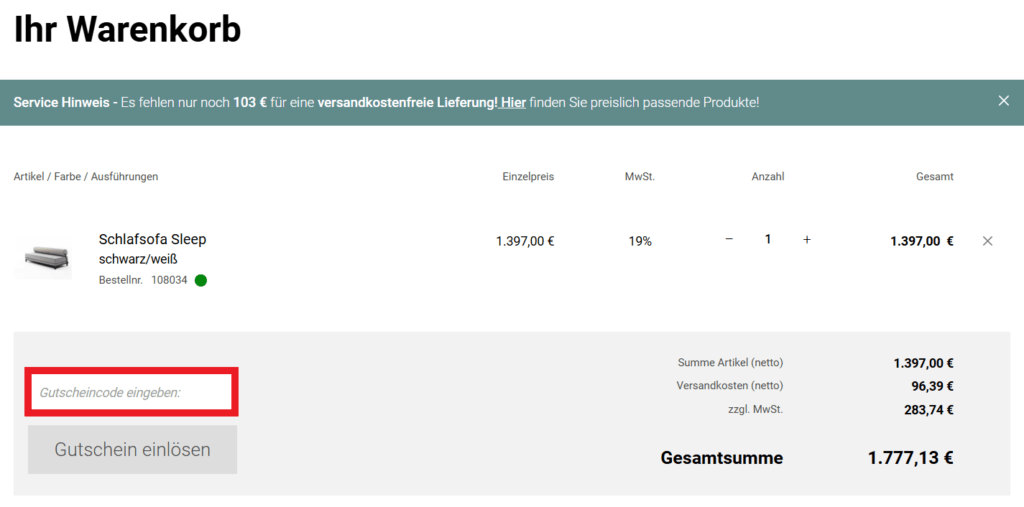 Cairo Gutscheincode eingeben