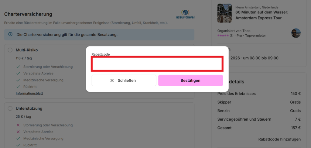 Clickandboat Rabattcode einloesen