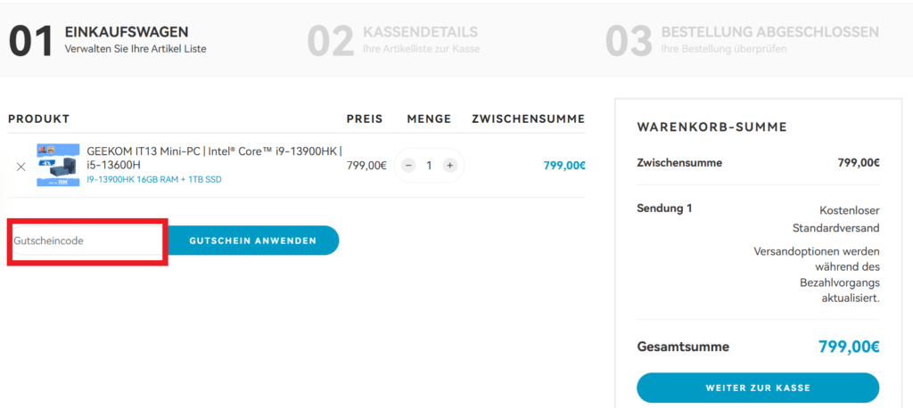 GEEKOM Gutscheincode eingeben