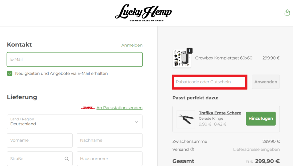 Lucky Hemp Rabattcode eingeben