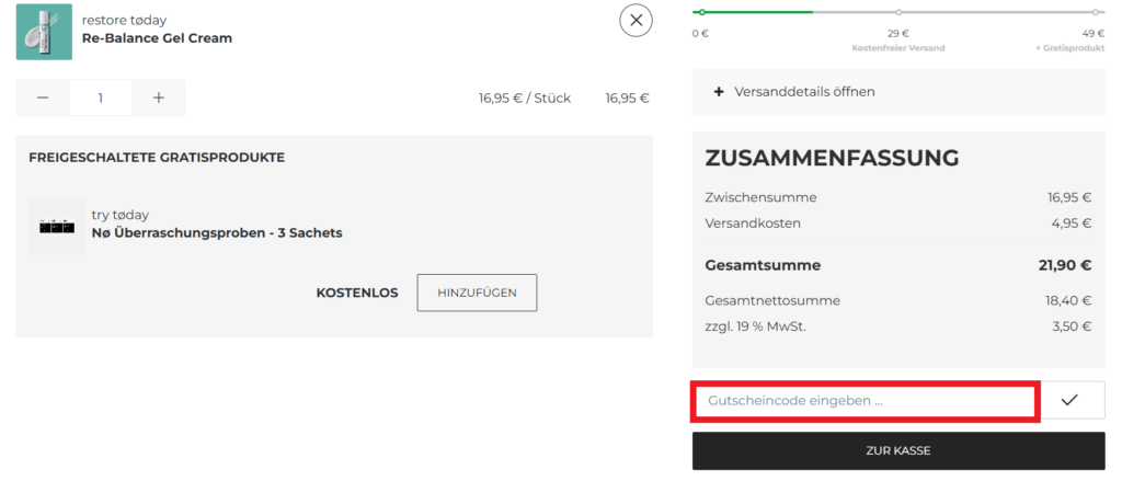 No Cosmetics Gutscheincode eingeben