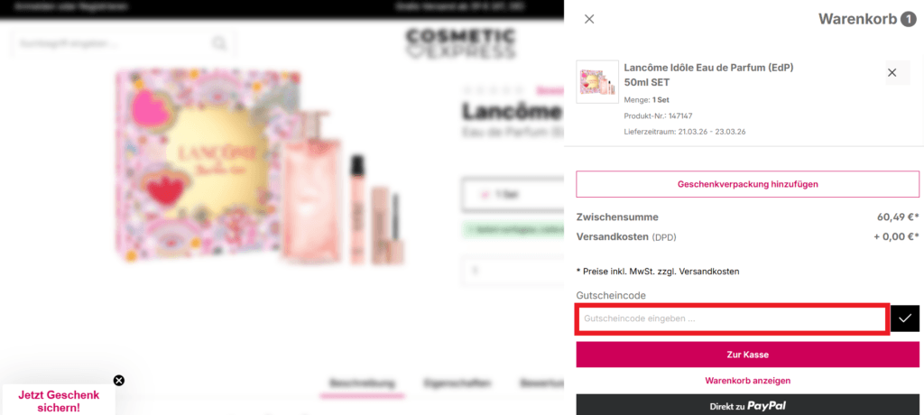 CosmeticExpress Rabattcode eingeben