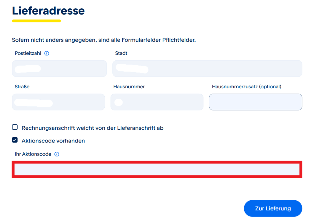 MAINGAU Aktionscode eingeben