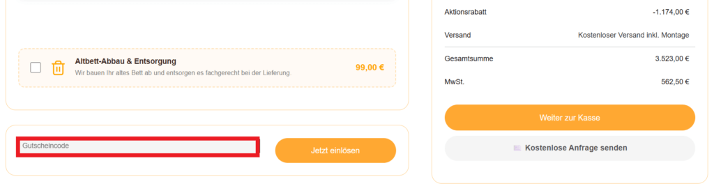 Meisterbetten Gutscheincode eingeben