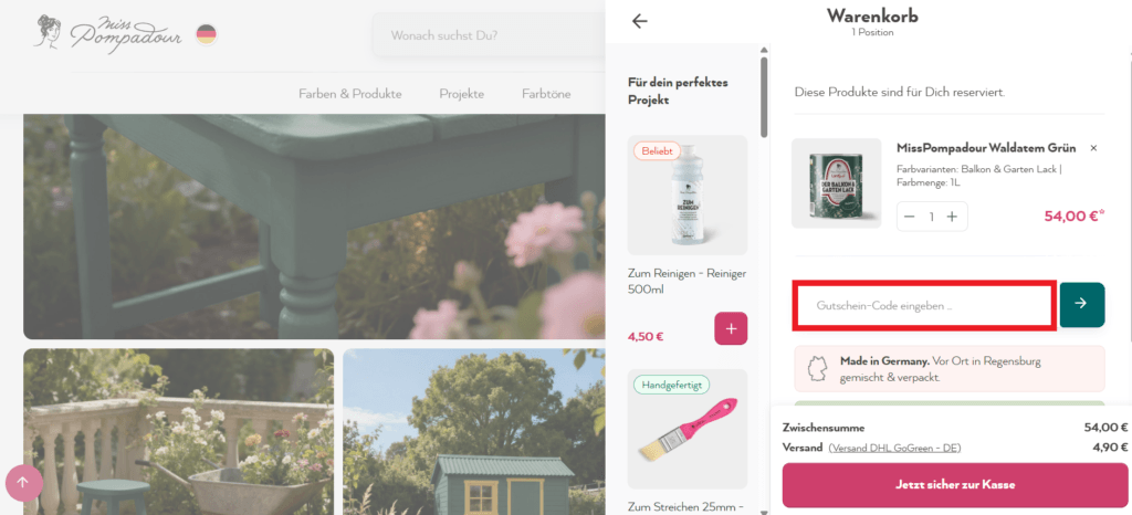 MissPompadour Gutscheincode eingeben